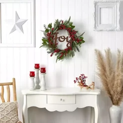 Sale Kirklands Home Foliage and Red Berry Joy Wreath