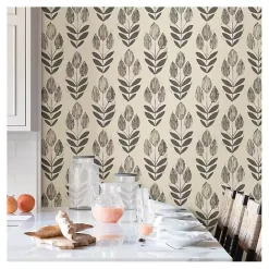Discount Kirklands Home Folk Tulip Peel and Stick Wallpaper