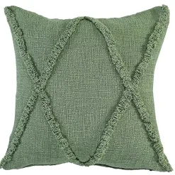 Online Kirklands Home Forest Fringe Diamond Pillow, 20 in. Green