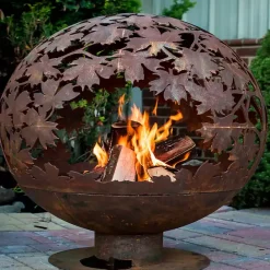New Kirklands Home Forest Globe Fire Pit Orange