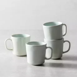 New Kirklands Home Fortessa Cypress Ceramic Mugs, Set of 4 Blue