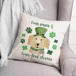 Discount Kirklands Home Four Paws Four-Leaf Clovers Indoor/Outdoor Pillow Green