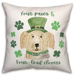 Discount Kirklands Home Four Paws Four-Leaf Clovers Indoor/Outdoor Pillow Green
