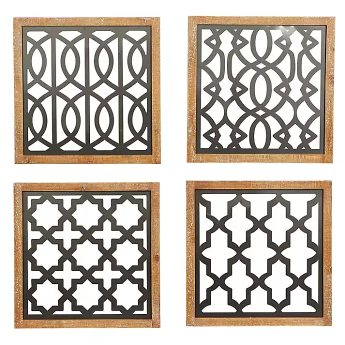 Online Kirklands Home Framed Matte Black Metal Wall Plaques, Set of 4