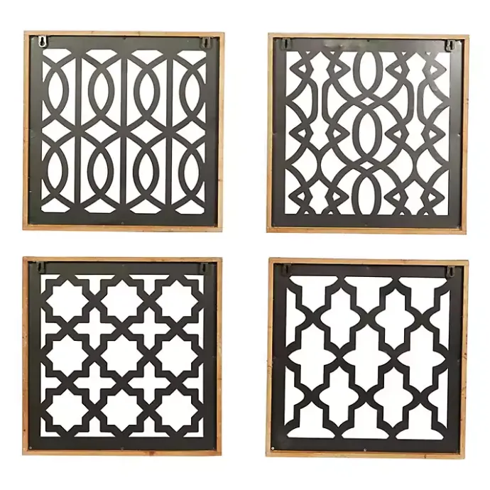 Online Kirklands Home Framed Matte Black Metal Wall Plaques, Set of 4