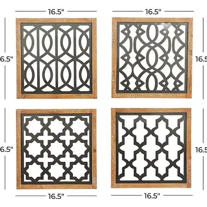 Online Kirklands Home Framed Matte Black Metal Wall Plaques, Set of 4