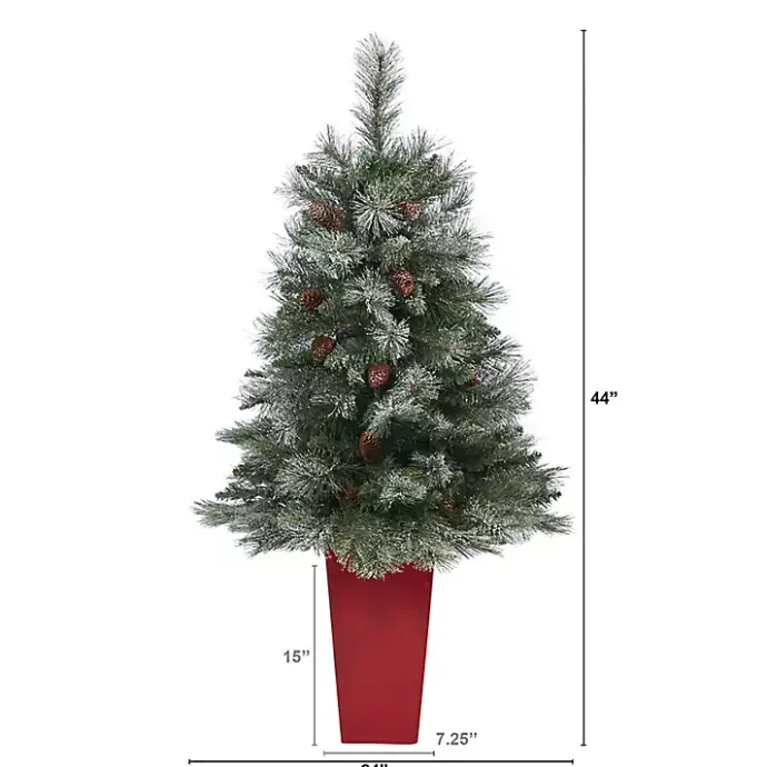 Clearance Kirklands Home French Alps Mountain Pine Tree in Red Planter