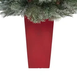 Clearance Kirklands Home French Alps Mountain Pine Tree in Red Planter