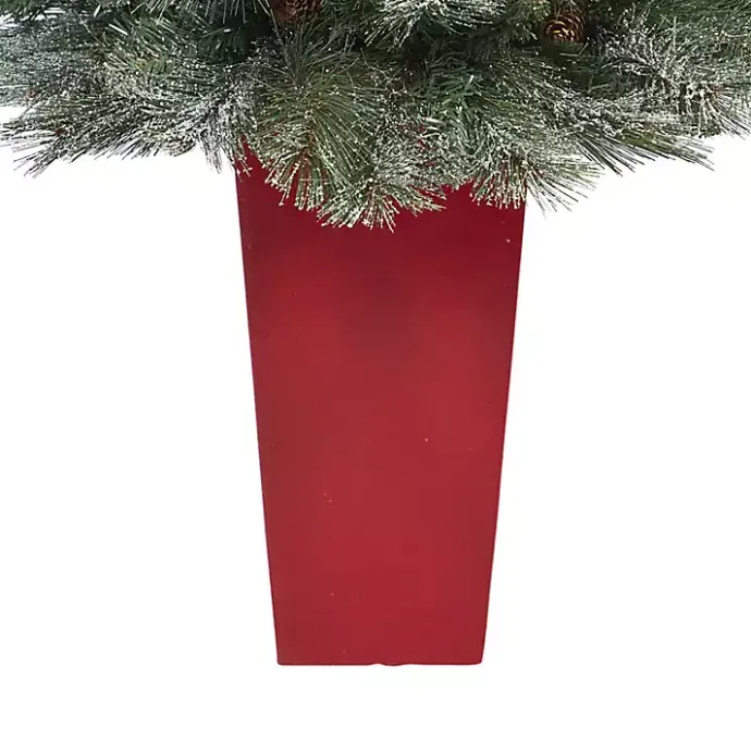 Clearance Kirklands Home French Alps Mountain Pine Tree in Red Planter