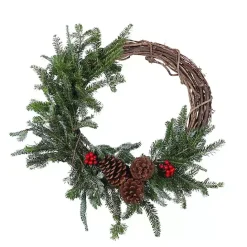 Kirklands Home Fresh Cut Grapevine with Greenery Christmas Wreath