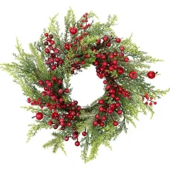 Discount Kirklands Home Frosted Berry and Crabapple Cedar and Pine Wreath