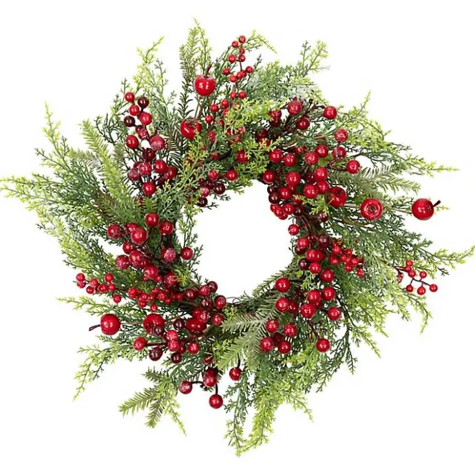 Discount Kirklands Home Frosted Berry and Crabapple Cedar and Pine Wreath