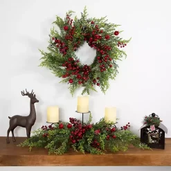 Discount Kirklands Home Frosted Berry and Crabapple Cedar and Pine Wreath