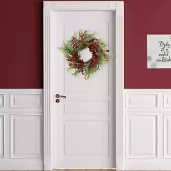 Discount Kirklands Home Frosted Berry and Crabapple Cedar and Pine Wreath