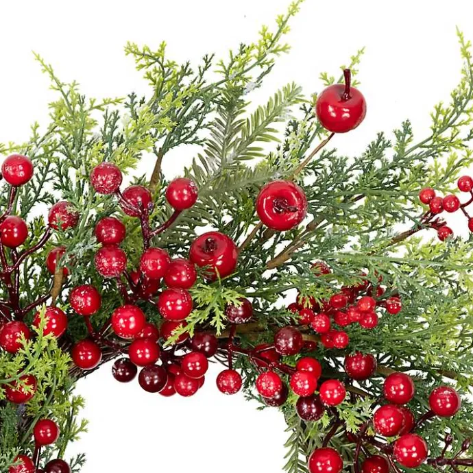 Discount Kirklands Home Frosted Berry and Crabapple Cedar and Pine Wreath