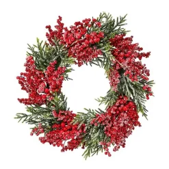 Hot Kirklands Home Frosted Berry and Mini Spruce Christmas Wreath