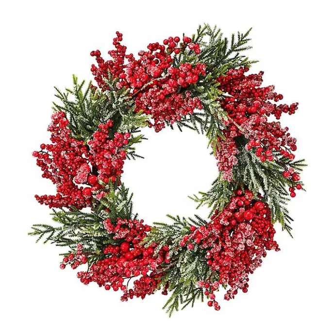 Hot Kirklands Home Frosted Berry and Mini Spruce Christmas Wreath