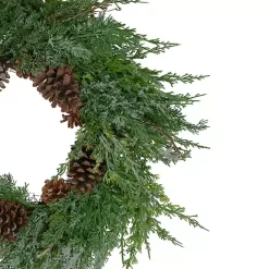 Kirklands Home Frosted Cedar Pinecone Wreath Green