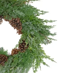 Kirklands Home Frosted Cedar Pinecone Wreath Green