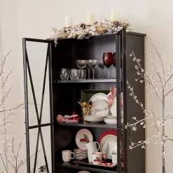 New Kirklands Home Frosted Pampas and Berries Candle Centerpiece