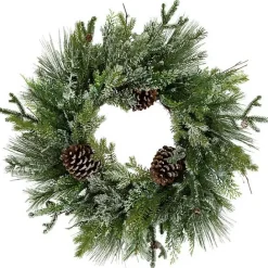 Outlet Kirklands Home Frosted Pine and Cedar Wreath Green