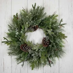 Outlet Kirklands Home Frosted Pine and Cedar Wreath Green