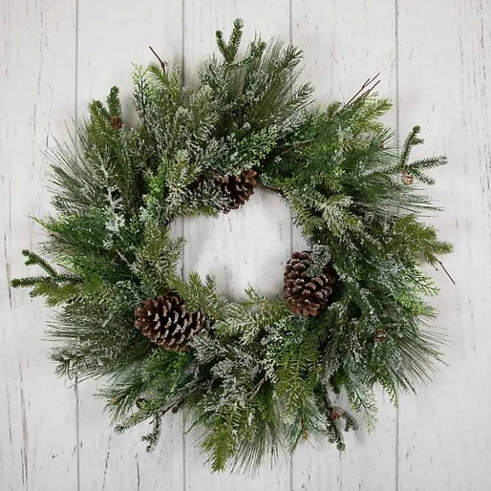 Outlet Kirklands Home Frosted Pine and Cedar Wreath Green