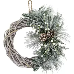 New Kirklands Home Frosted Pine and Foliage Twig Wreath
