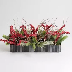 Best Kirklands Home Frosted Pine Red Berry Christmas Arrangement Green