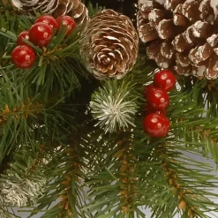 Discount Kirklands Home Frosted Pinecone and Berry Candle Centerpiece Green