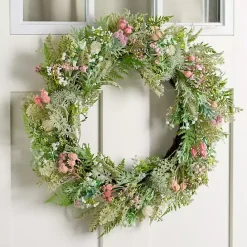 Sale Kirklands Home Frosted Pink Greenery Wreath