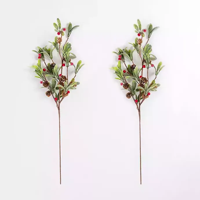 Clearance Kirklands Home Frosted Red Berry & Greenery Picks, Set of 2