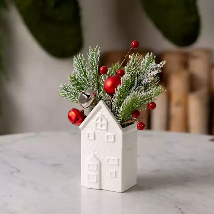 Clearance Kirklands Home Frosted Red Berry Arrangement in House Vase