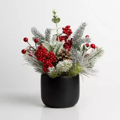 Discount Kirklands Home Frosted Red Berry Pinecone Christmas Arrangement