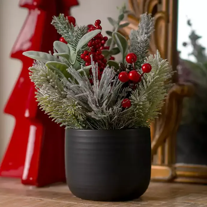 Discount Kirklands Home Frosted Red Berry Pinecone Christmas Arrangement
