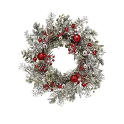 Online Kirklands Home Frosted Silver Berries and Ornaments Wreath
