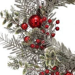 Online Kirklands Home Frosted Silver Berries and Ornaments Wreath