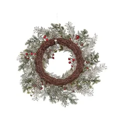 Online Kirklands Home Frosted Silver Berries and Ornaments Wreath
