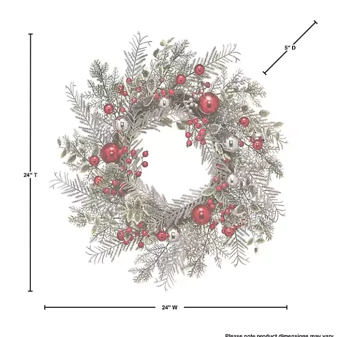 Online Kirklands Home Frosted Silver Berries and Ornaments Wreath