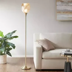 Online Kirklands Home Frosted Starlight Golden Floor Lamp White