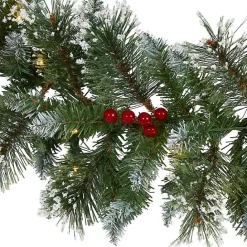 Best Kirklands Home Frosted Swiss Pine and Berry Clear LED Garland Green