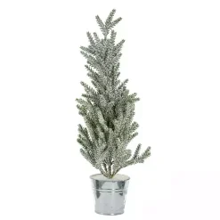 Kirklands Home Frosty Potted Angel Pine Tree Green