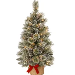 Discount Kirklands Home 3-ft. Pre-Lit Flocked Glitter Christmas Tree Green