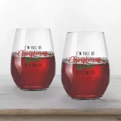 Outlet Kirklands Home Full of Christmas Spirit Wine Glasses, Set of 2 Clear