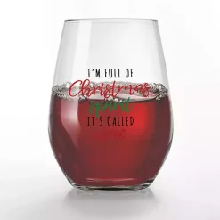 Outlet Kirklands Home Full of Christmas Spirit Wine Glasses, Set of 2 Clear