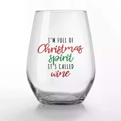 Outlet Kirklands Home Full of Christmas Spirit Wine Glasses, Set of 2 Clear