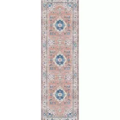 Kirklands Home Fulton Coral Medallion Runner, 2x7 Pink