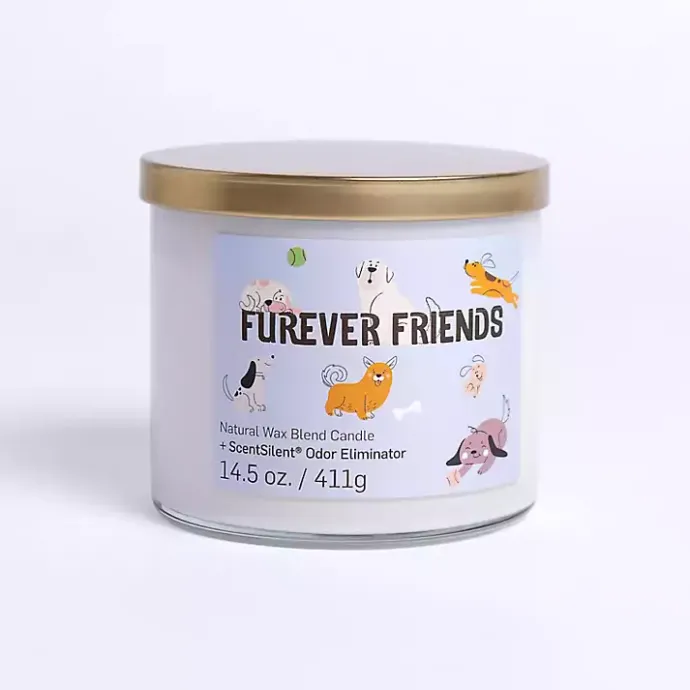 New Kirklands Home Furever Friends + ScentSilent 3-Wick Jar Candle White