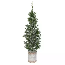 Outlet Kirklands Home Galvanized Bucket Snowy Christmas Tree, 35 in. Green