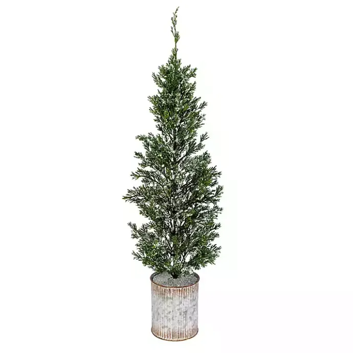 Outlet Kirklands Home Galvanized Bucket Snowy Christmas Tree, 35 in. Green